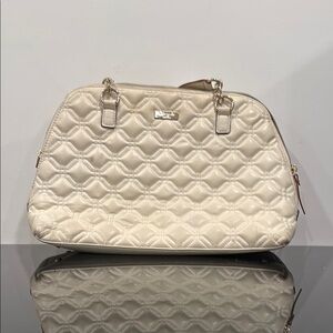 Kate Spade Cream Quilted Cosmetic Case with Metallic Details